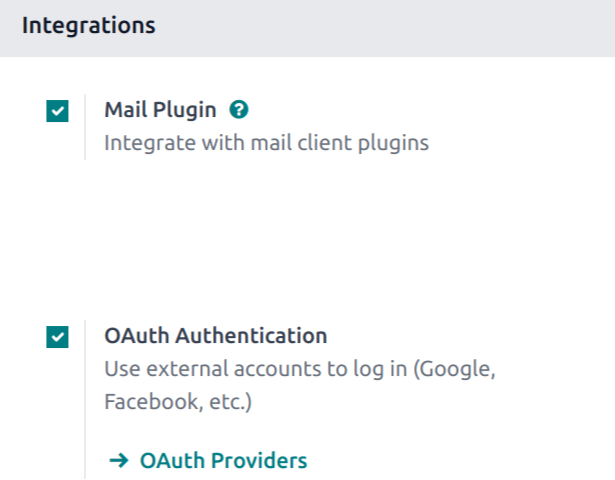 تنظیم فعال‌سازی OAuth در برنامه تنظیمات.