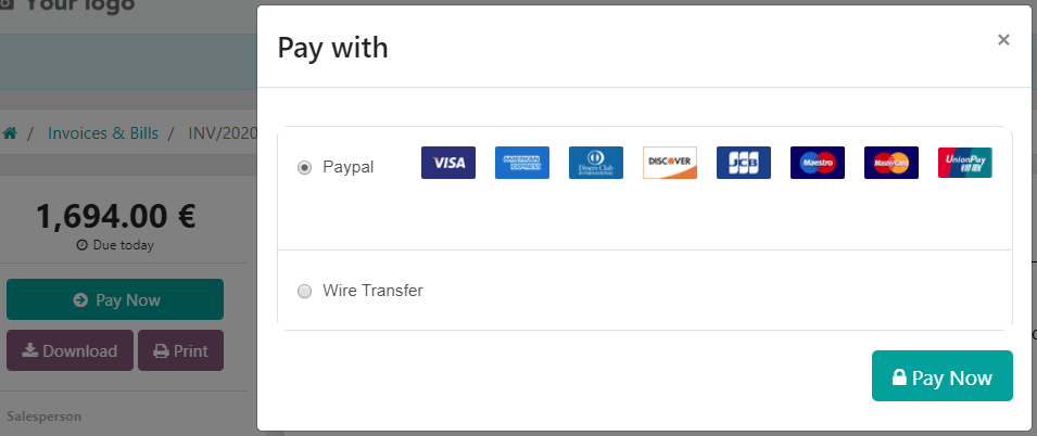 انتخاب ارائه‌دهنده پرداخت پس از کلیک بر روی "پرداخت اکنون"